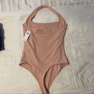Double-Layered Seamless Fabric Halter Bodysuit